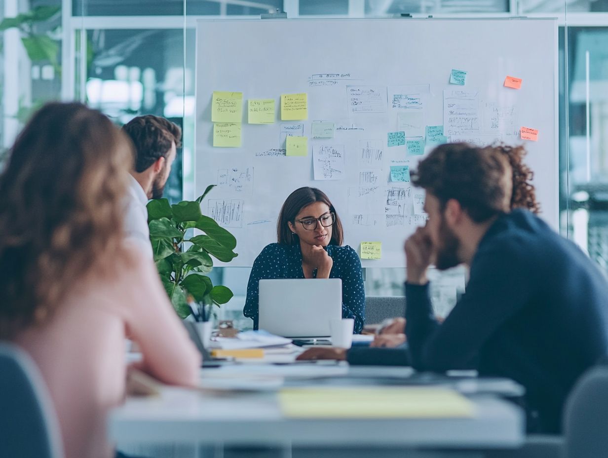 Team members collaborating over a digital workspace